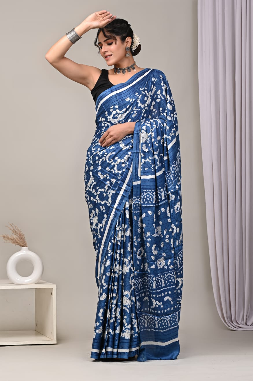 Blue Modal Silk Saree