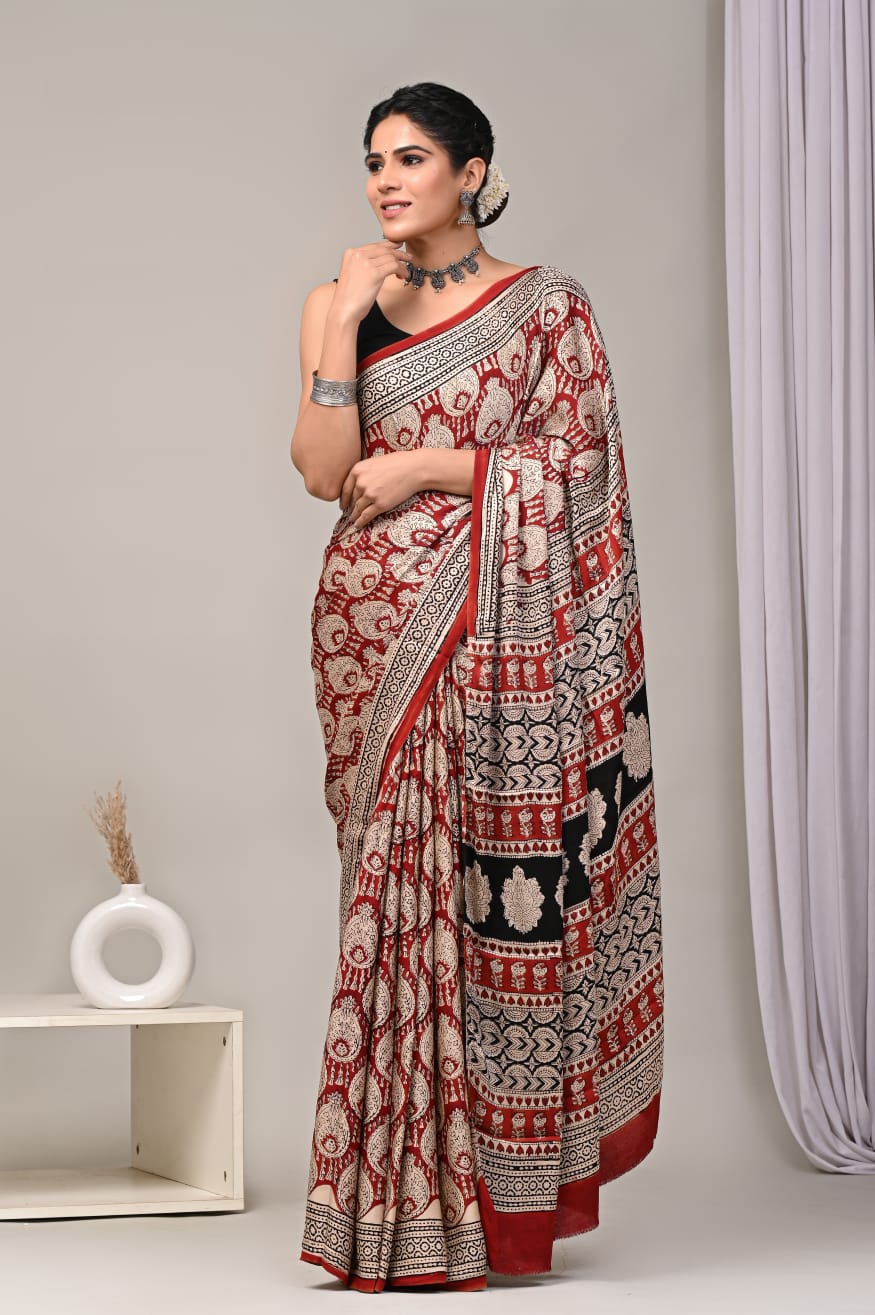 Red Modal Silk Saree