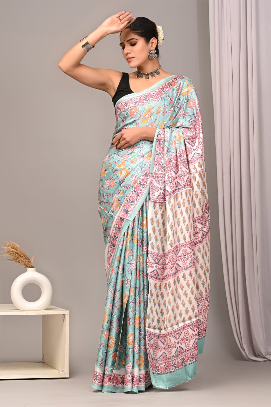 Sea Blue Modal Silk Saree