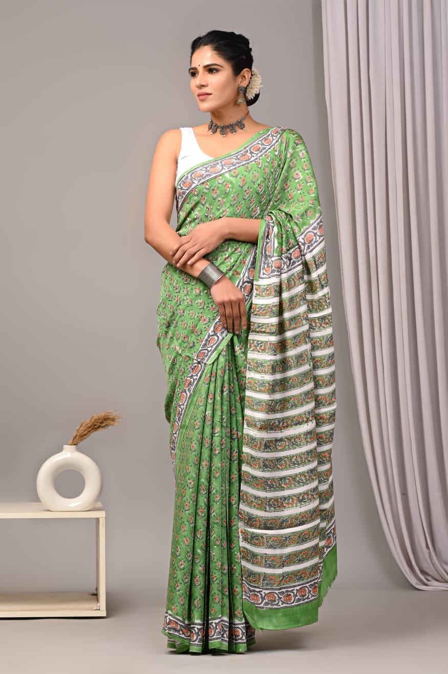 Green Modal Silk Saree