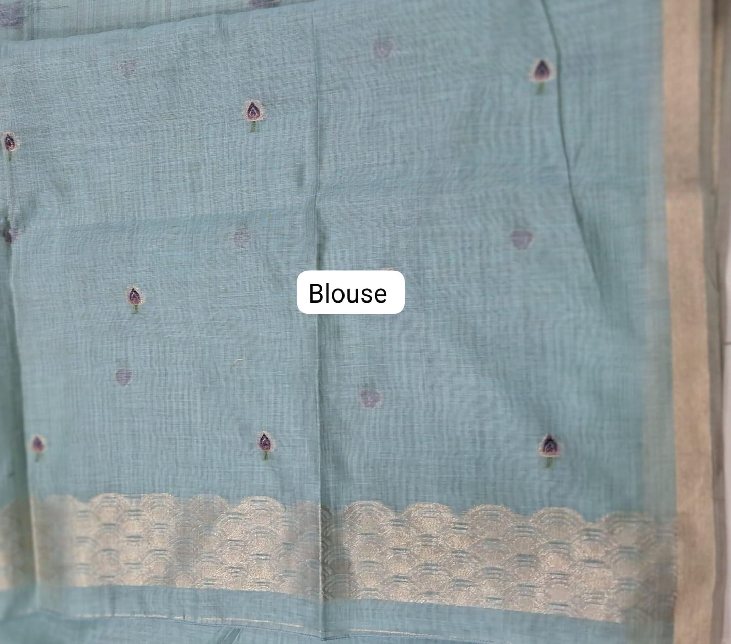 Seafoam green Munga Cotton Saree blouse