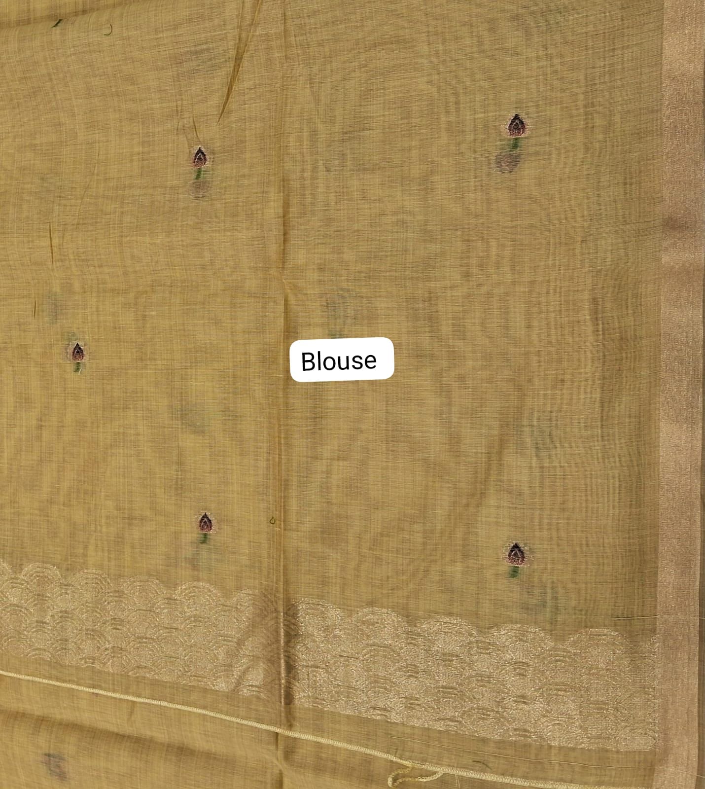 Golden Yellow Munga Cotton Saree blouse