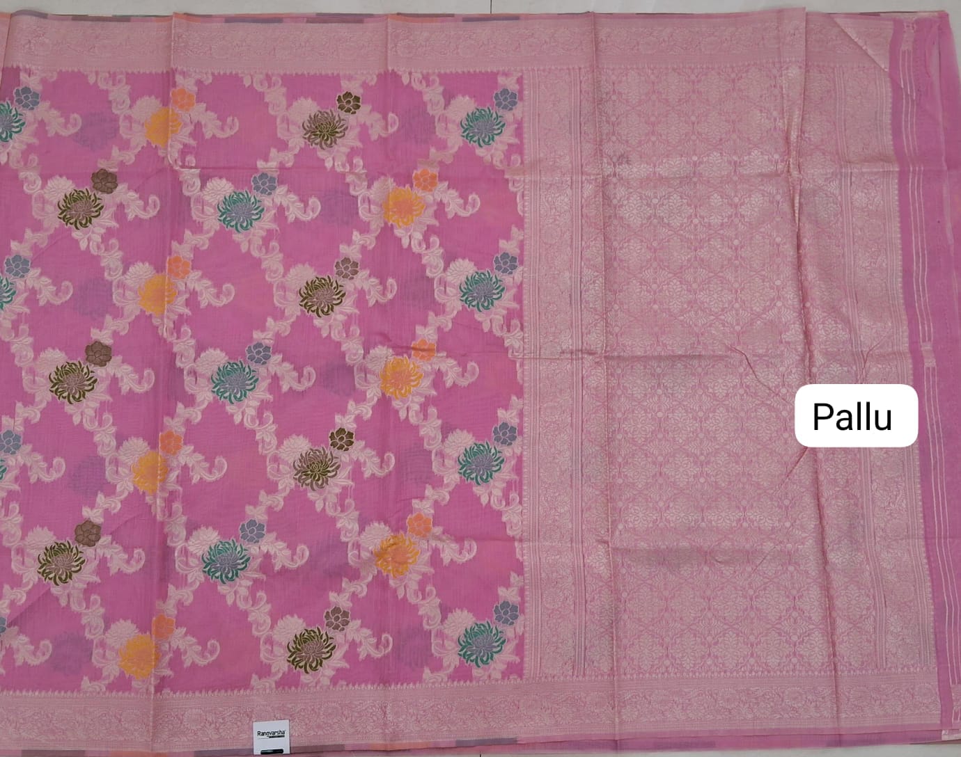 Pink Munga Cotton Saree Pallu