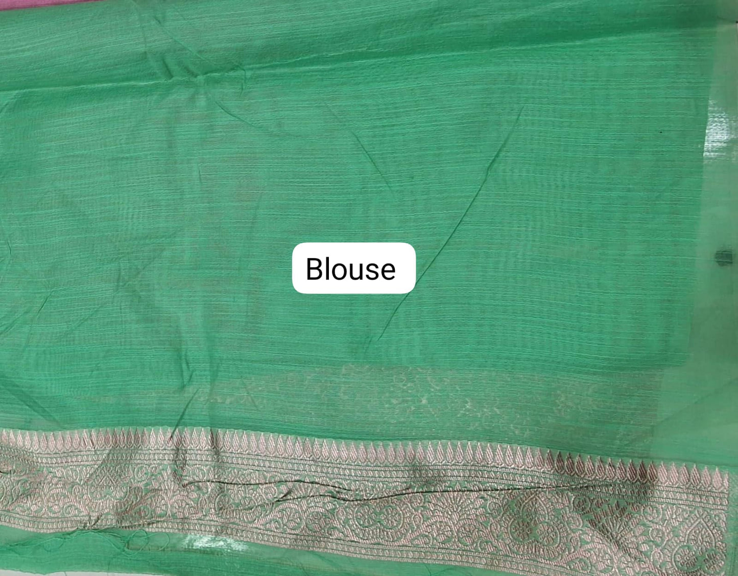 Rose Pink Munga Cotton Saree blouse