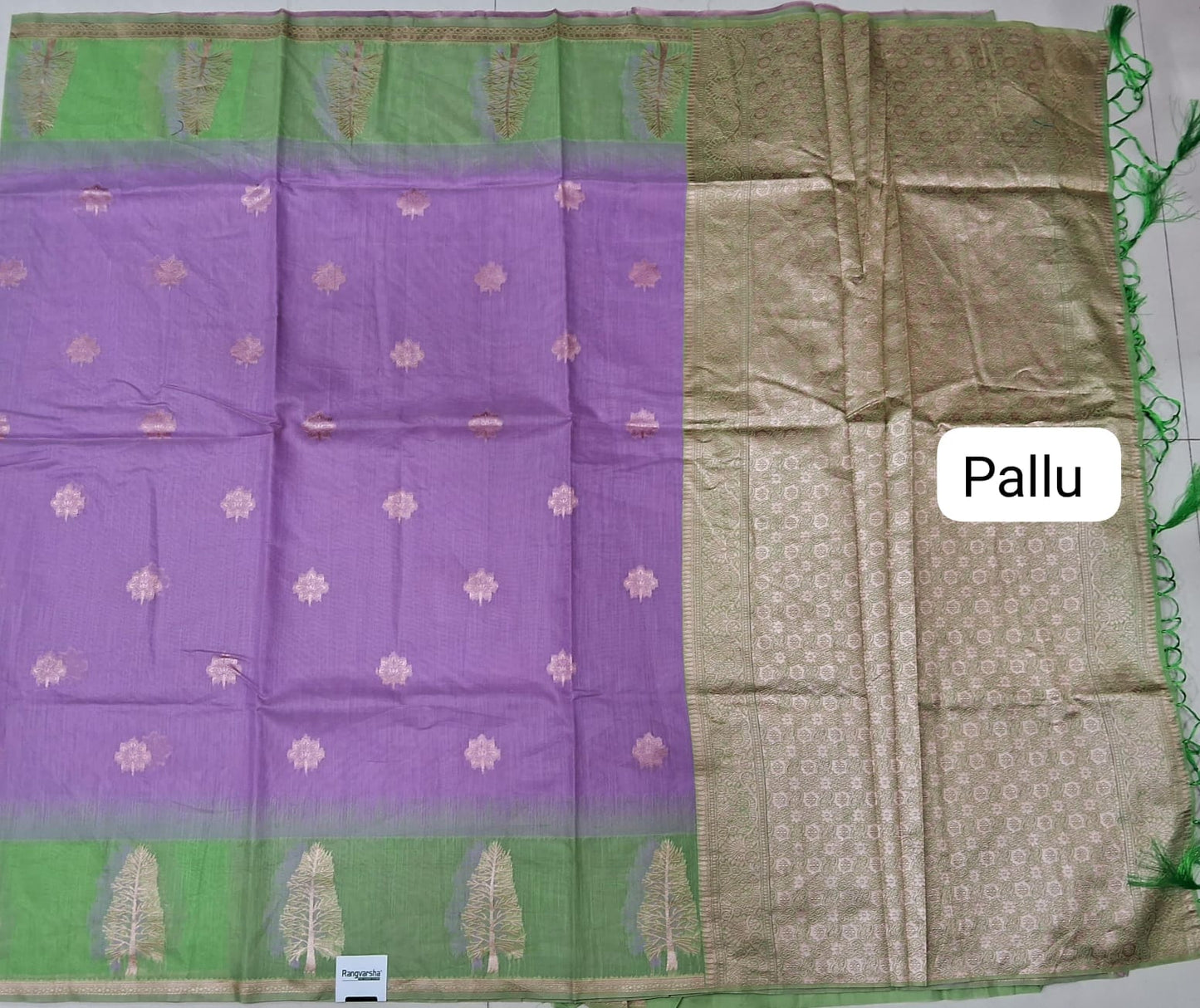 Lavender Munga Cotton Saree pallu