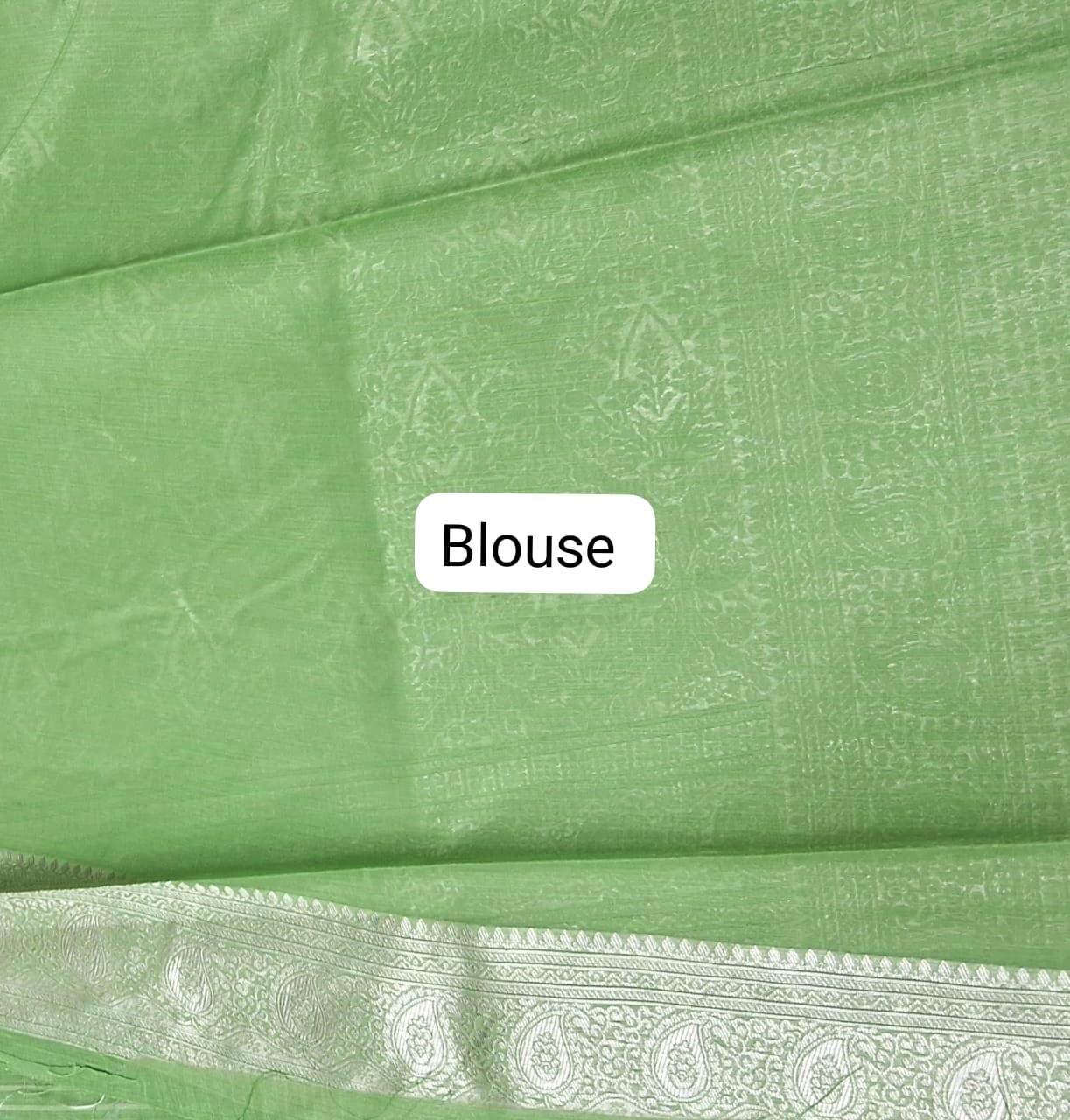 Bright Green Munga Cotton Saree Blouse