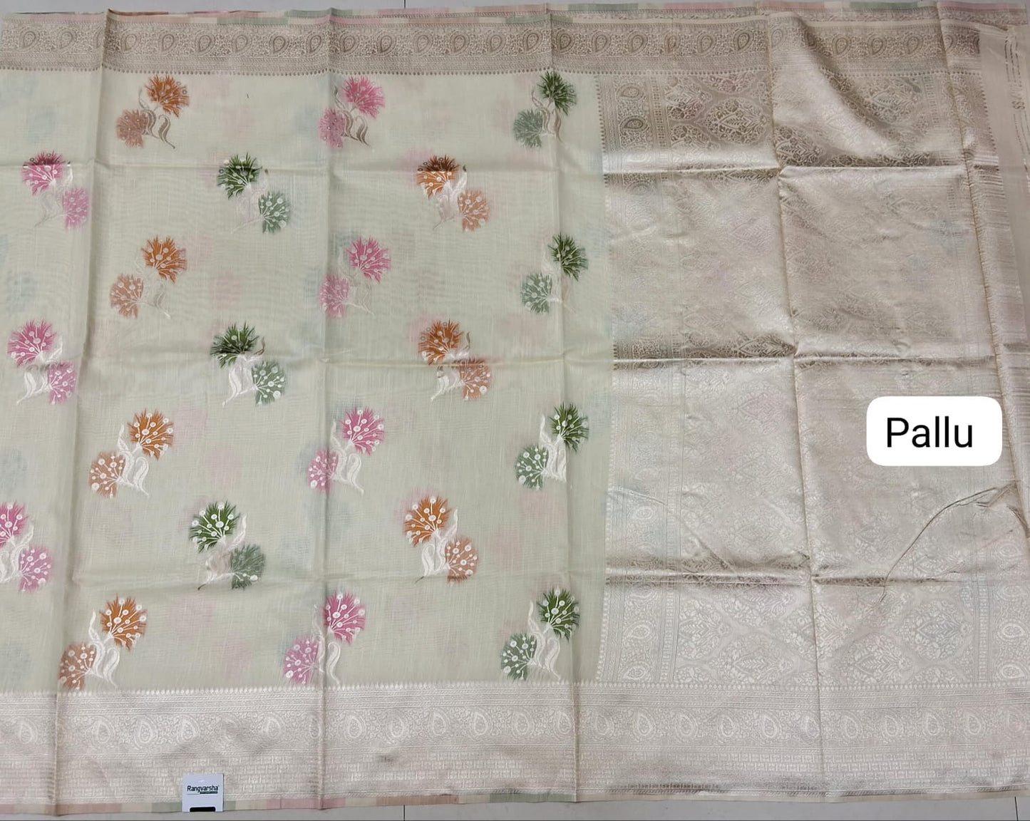 Off-white Munga Cotton Saree Pallu
