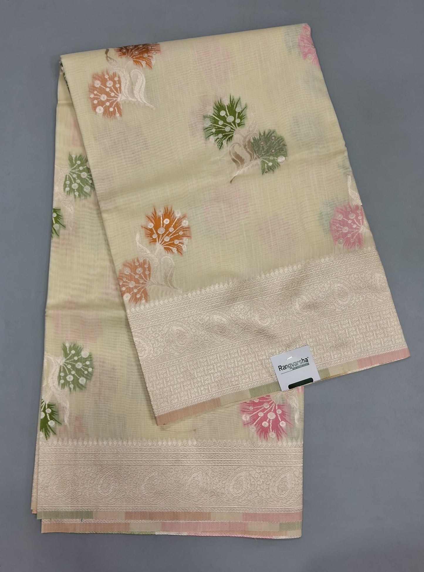 Off-white Munga Cotton Saree