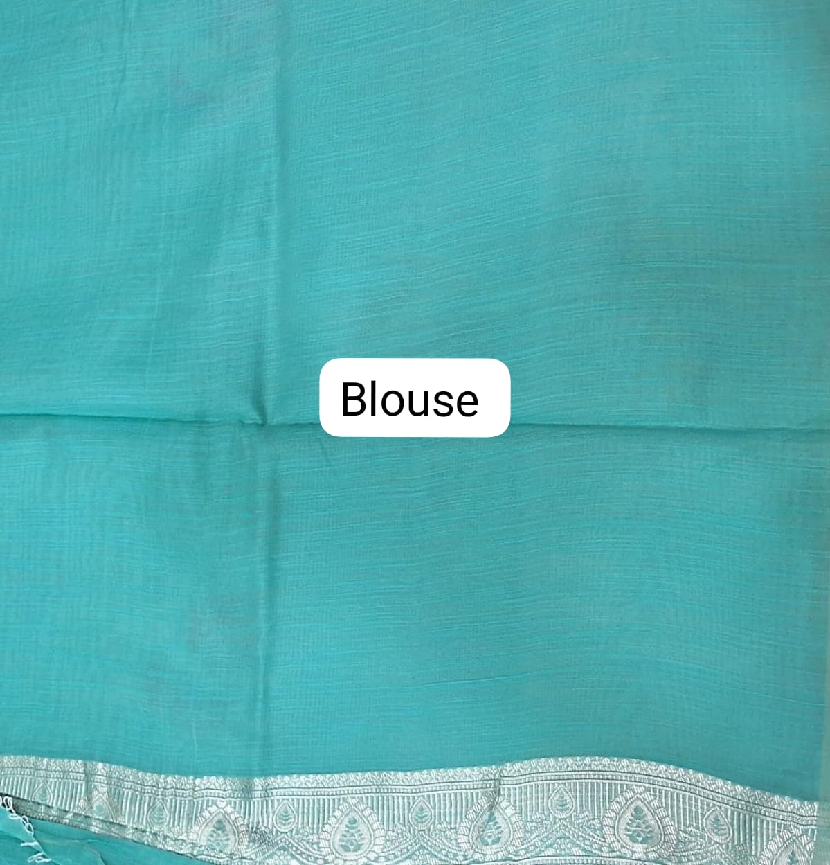 Sky Blue Munga Cotton Saree Blouse
