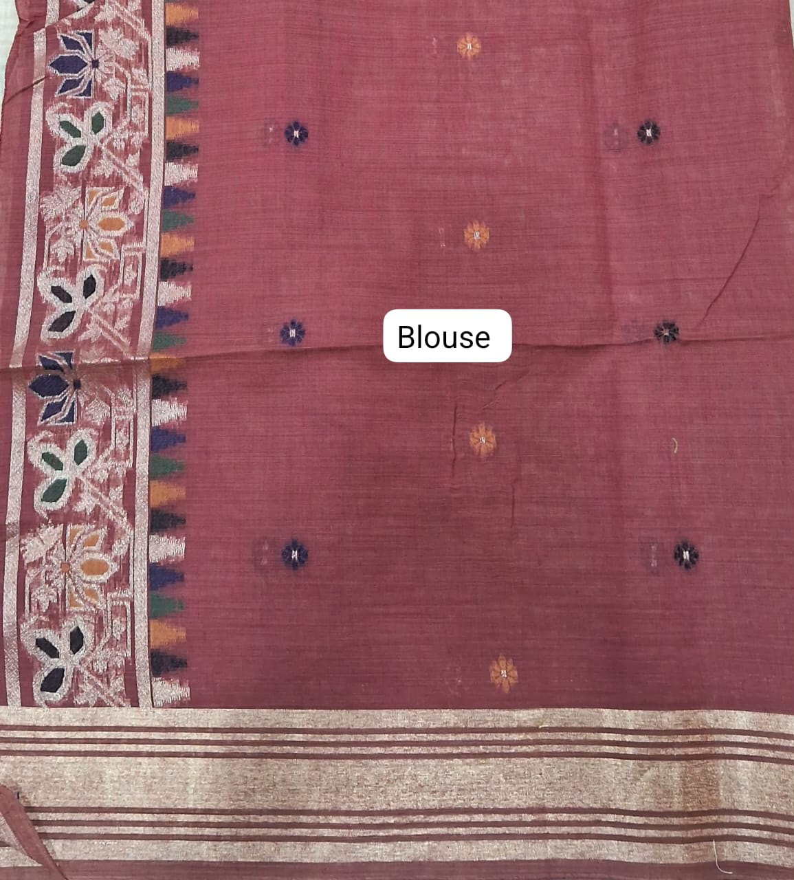 Beige Munga Cotton Saree Blouse