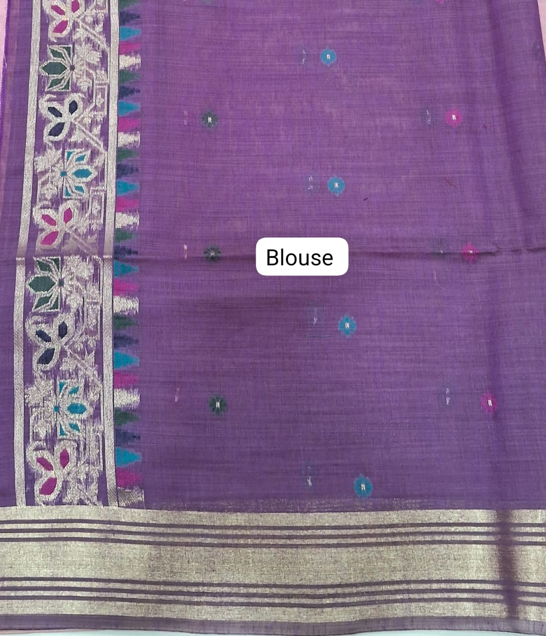 Flamingo Pink Munga Cotton Saree Blouse