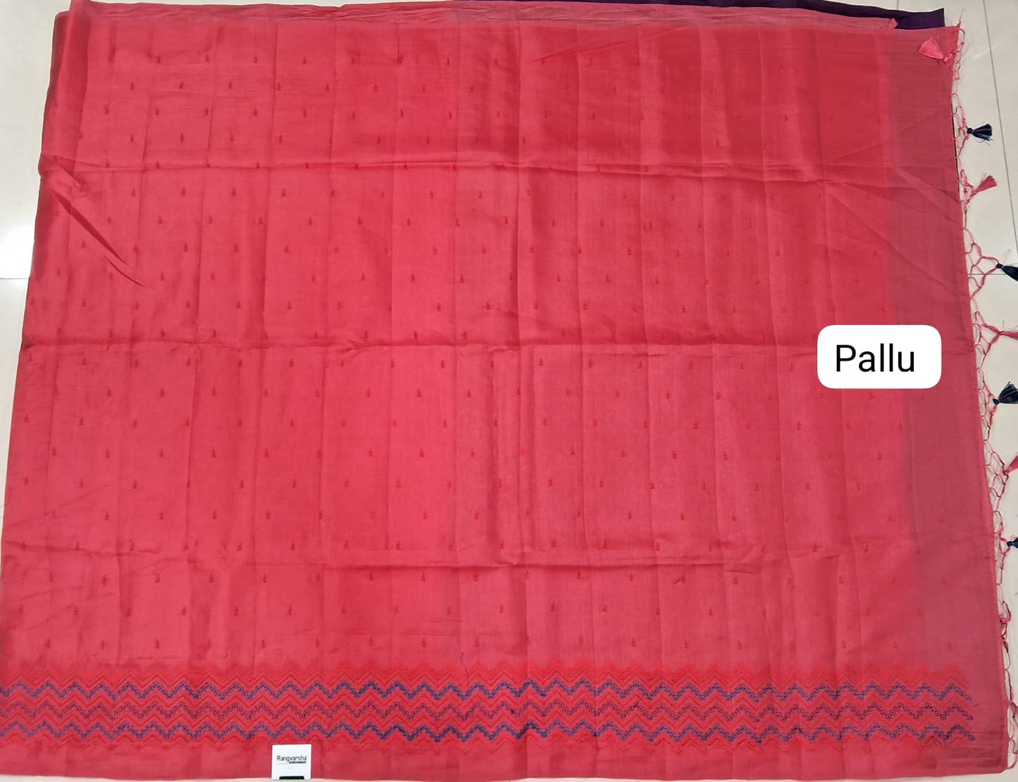 Coral Pink Matka Silk Saree pallu