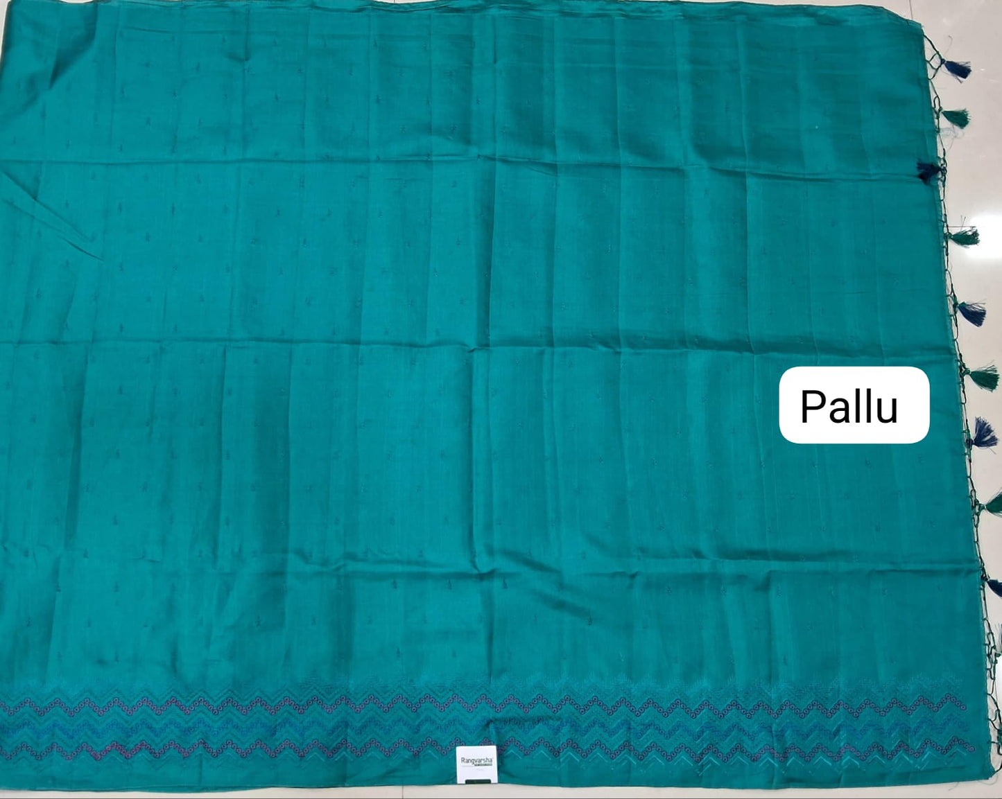 Teal Blue Matka Silk Saree pallu