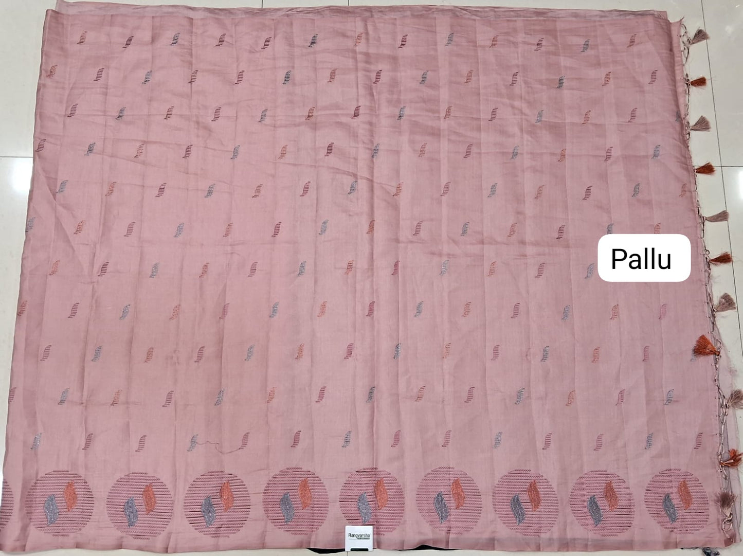 Blush Pink Matka Silk Saree pallu