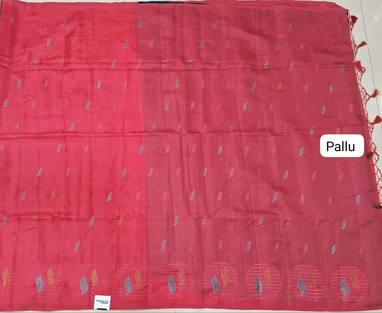 Reddish Pink Matka Silk Saree pallu