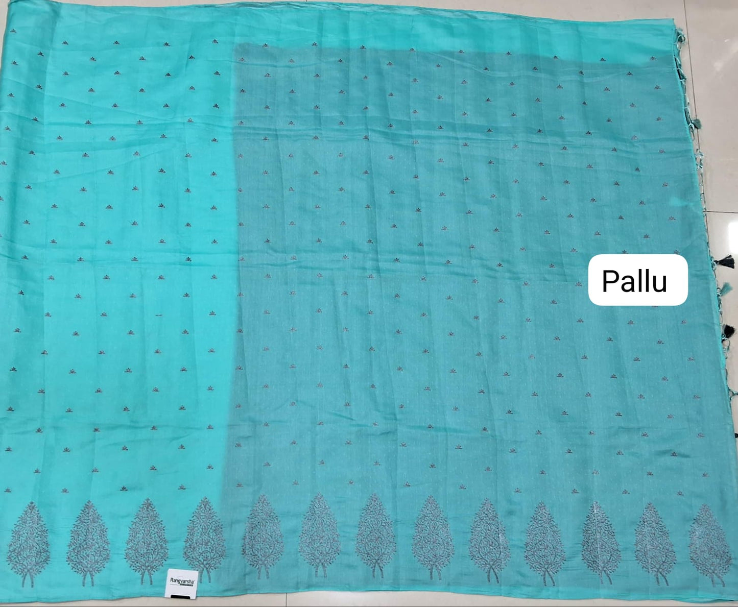 Sky Blue Matka Silk Saree pallu