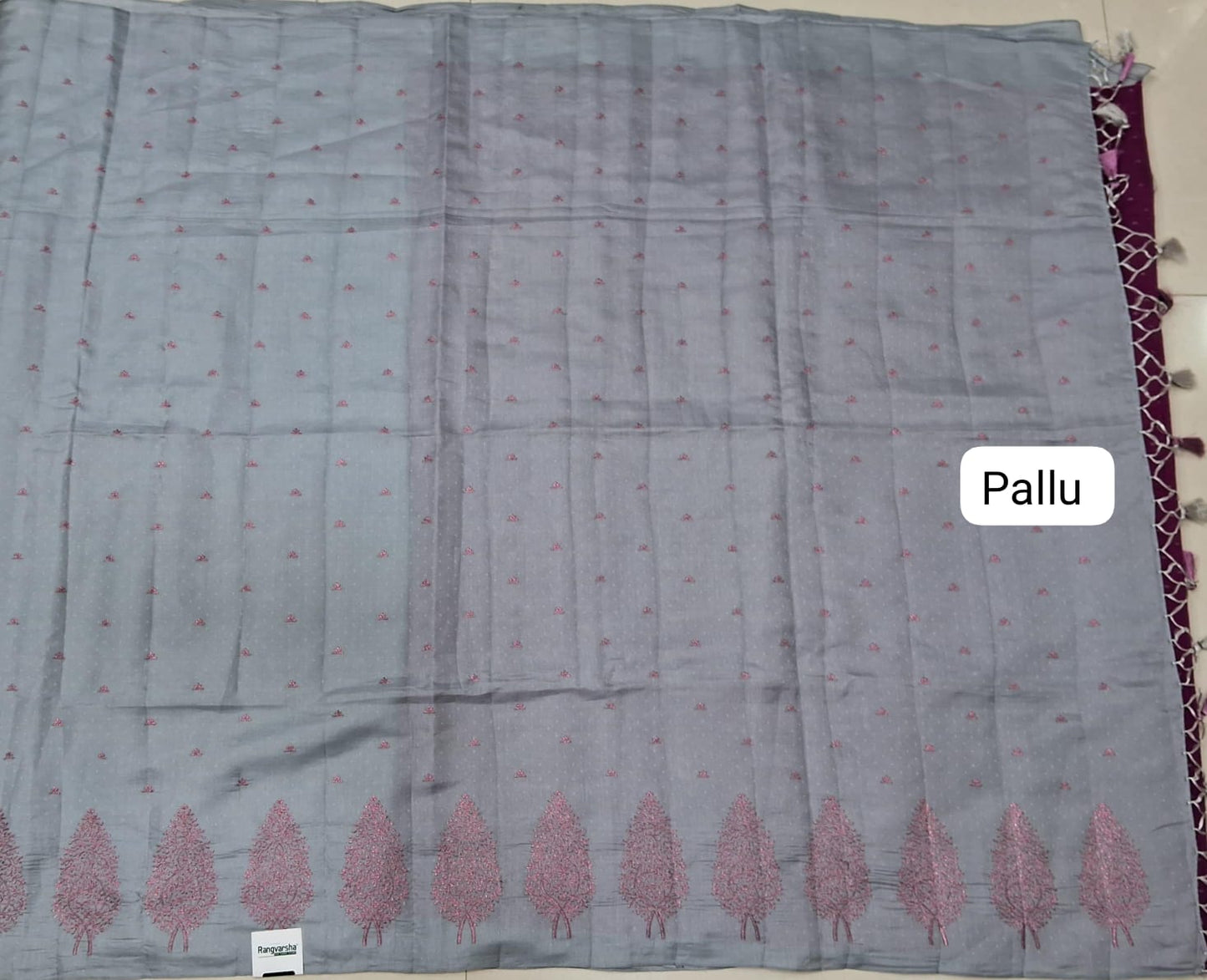 Grey Matka Silk Saree pallu