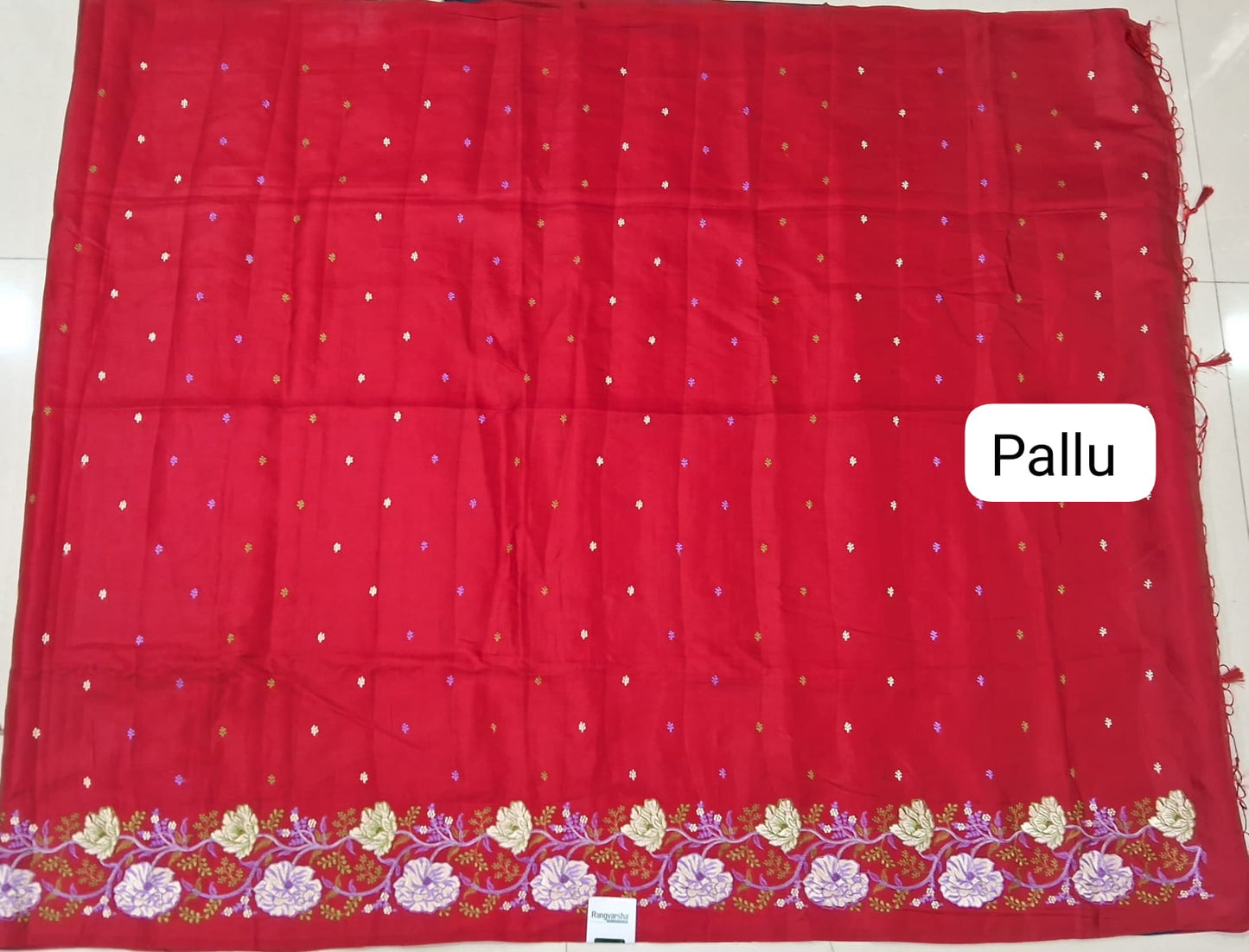 Fire Red Matka Silk Saree pallu