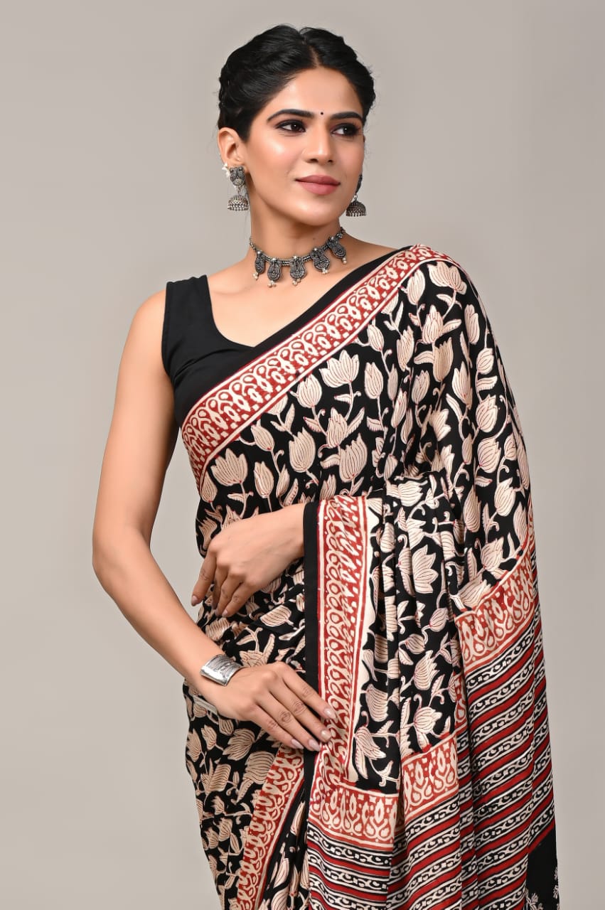 Black Modal Silk Saree