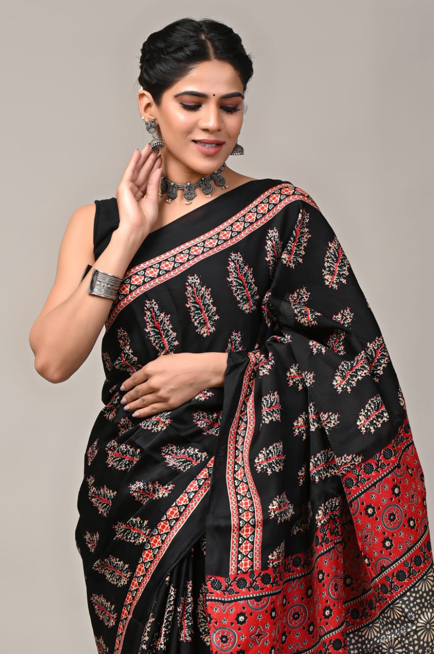 Black Modal Silk Saree