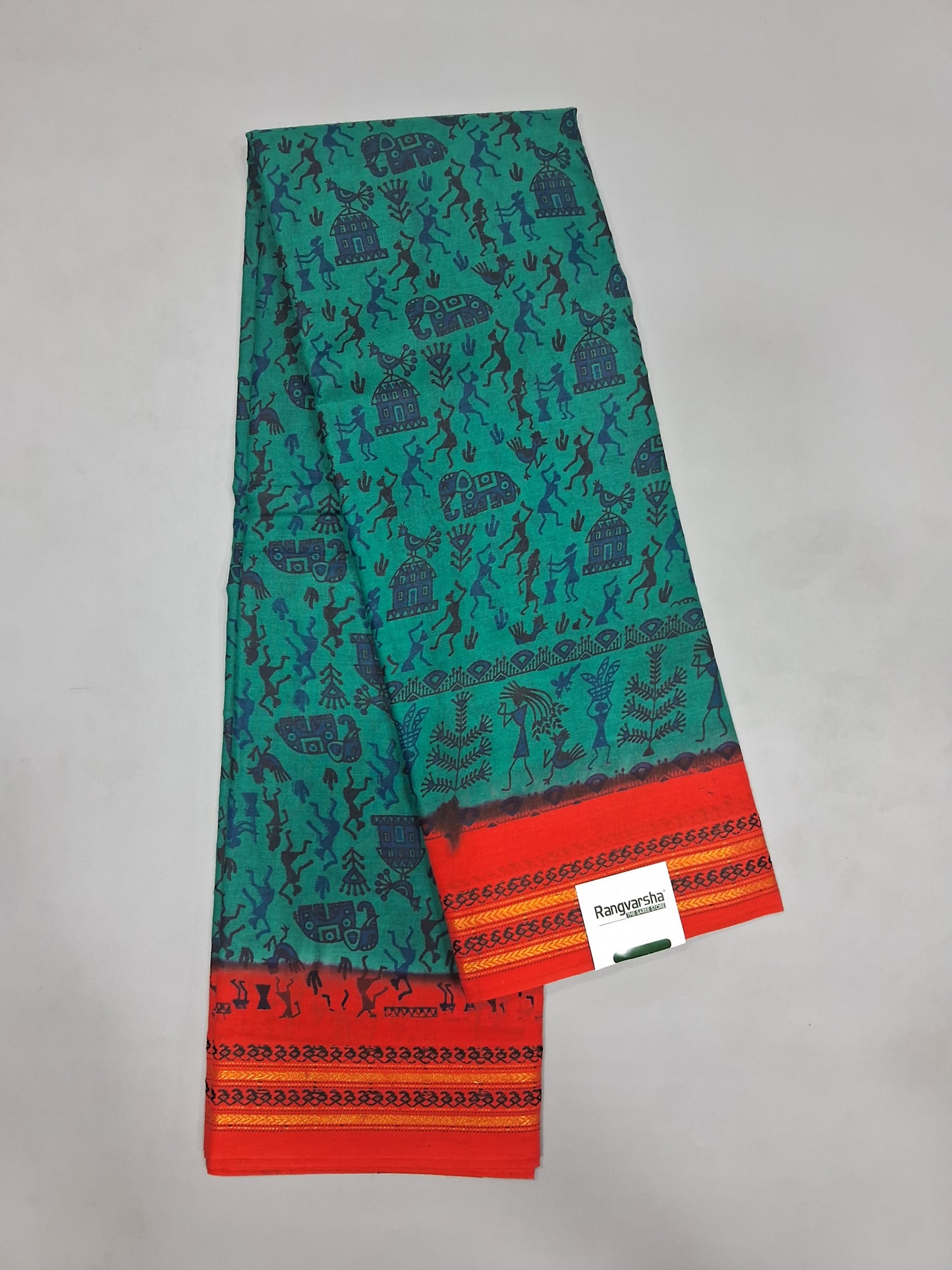 Teal Blue Sungundi Cotton Saree