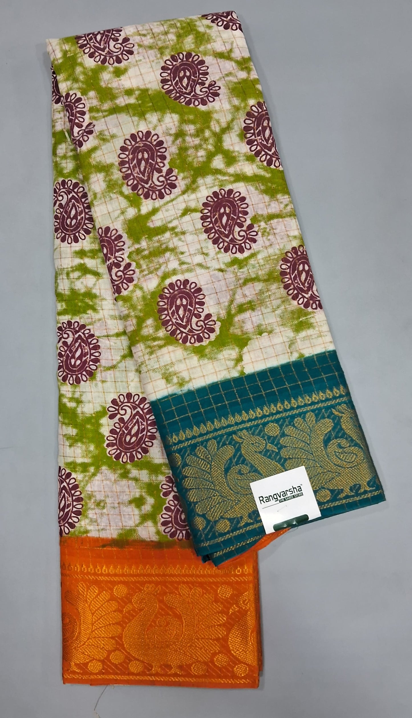 White Sungundi Cotton Saree