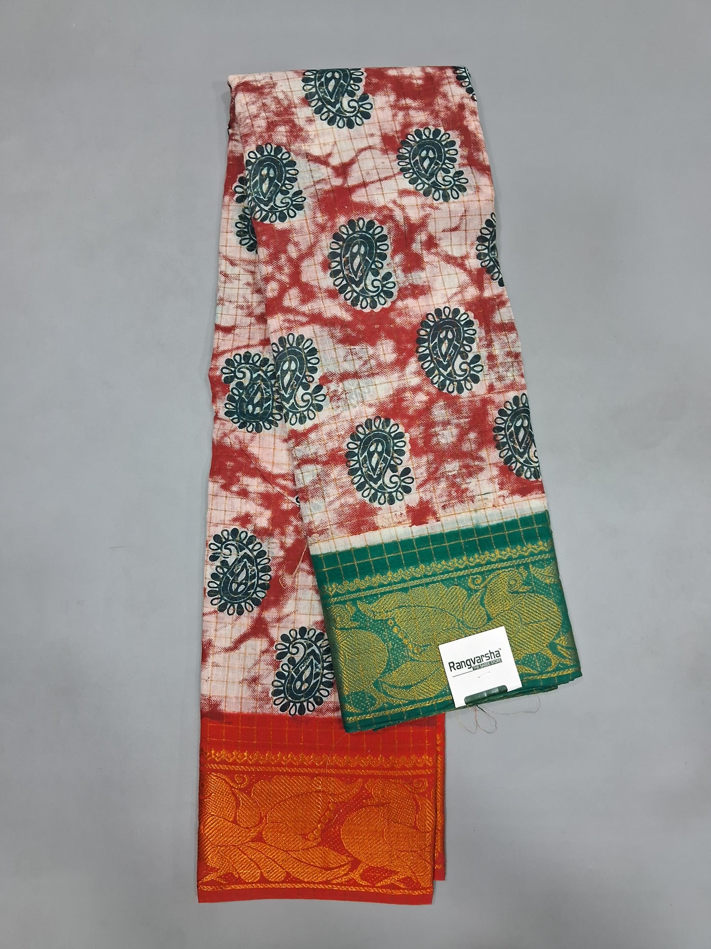 White Sungundi cotton Saree