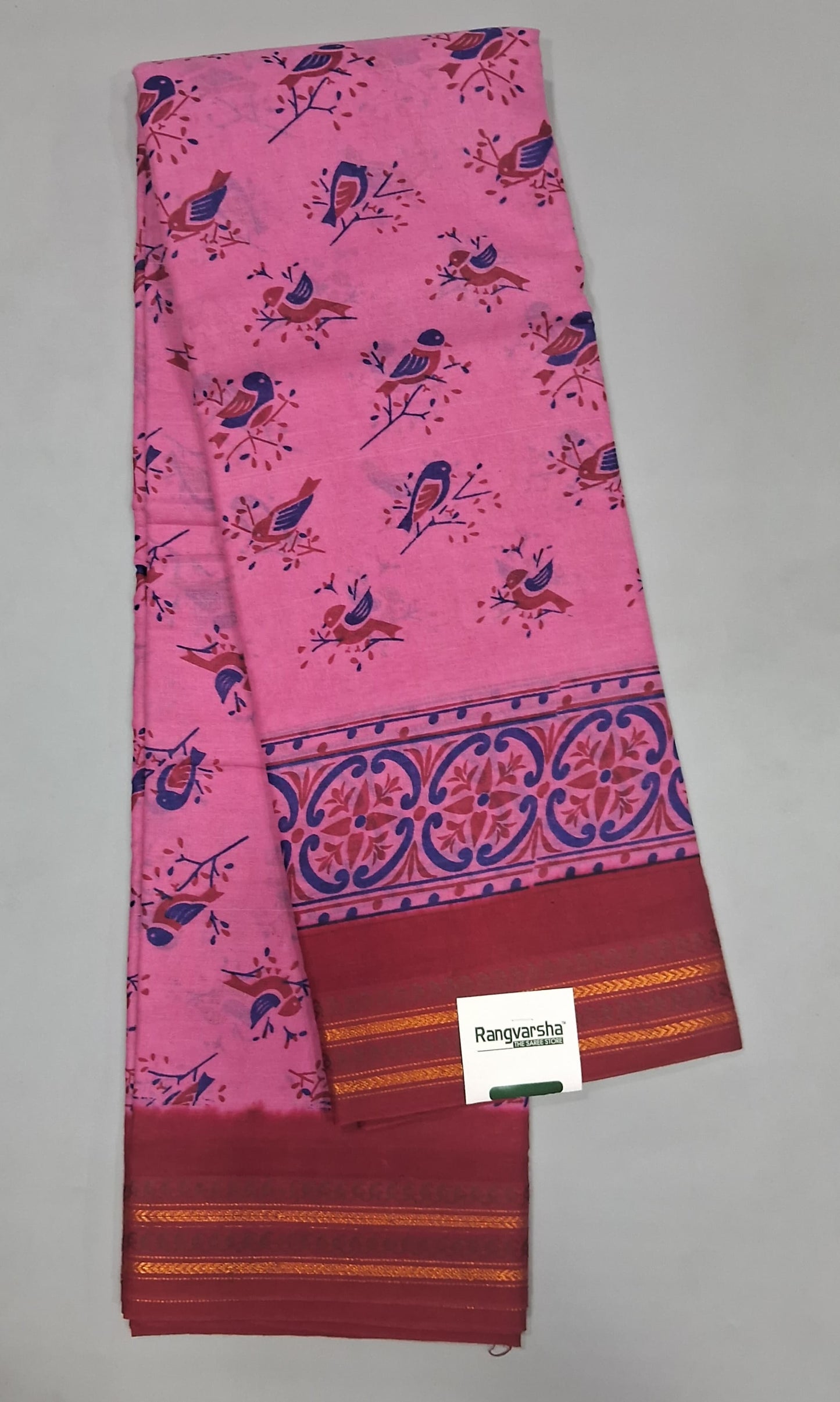 Dark Pink Sungundi Cotton Saree