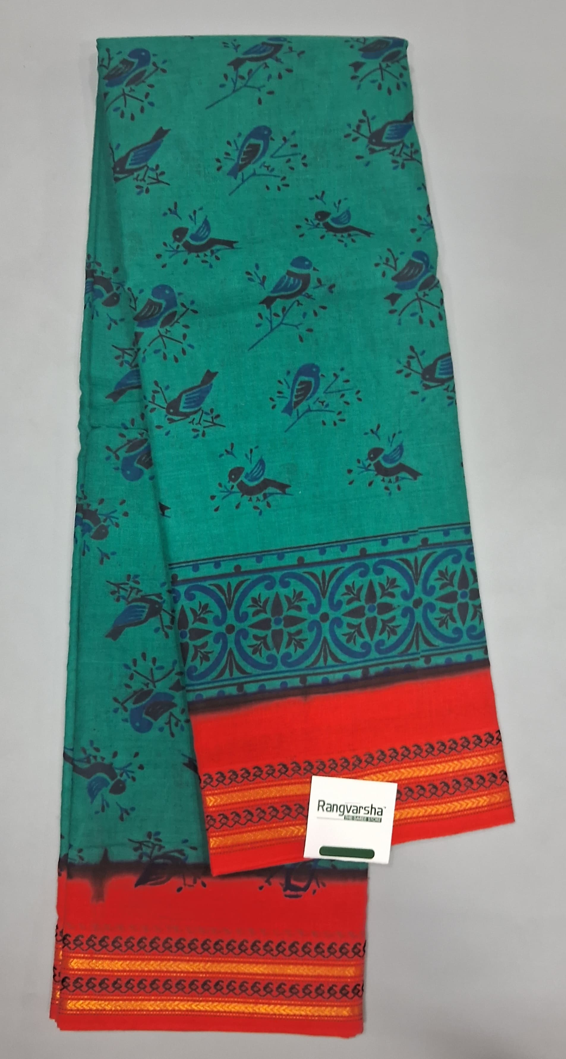 Teal Blue Sungudi Cotton Saree