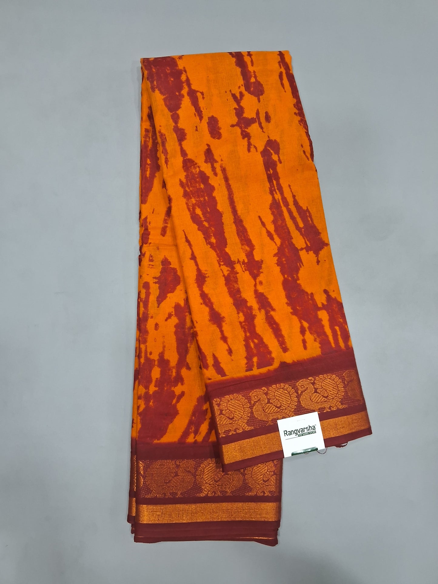 Mustard Yellow Sungundi Cotton Saree