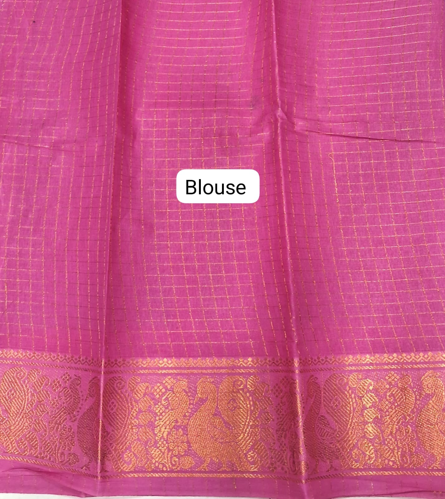 Turquoise Blue Sungundi Cotton Saree blouse