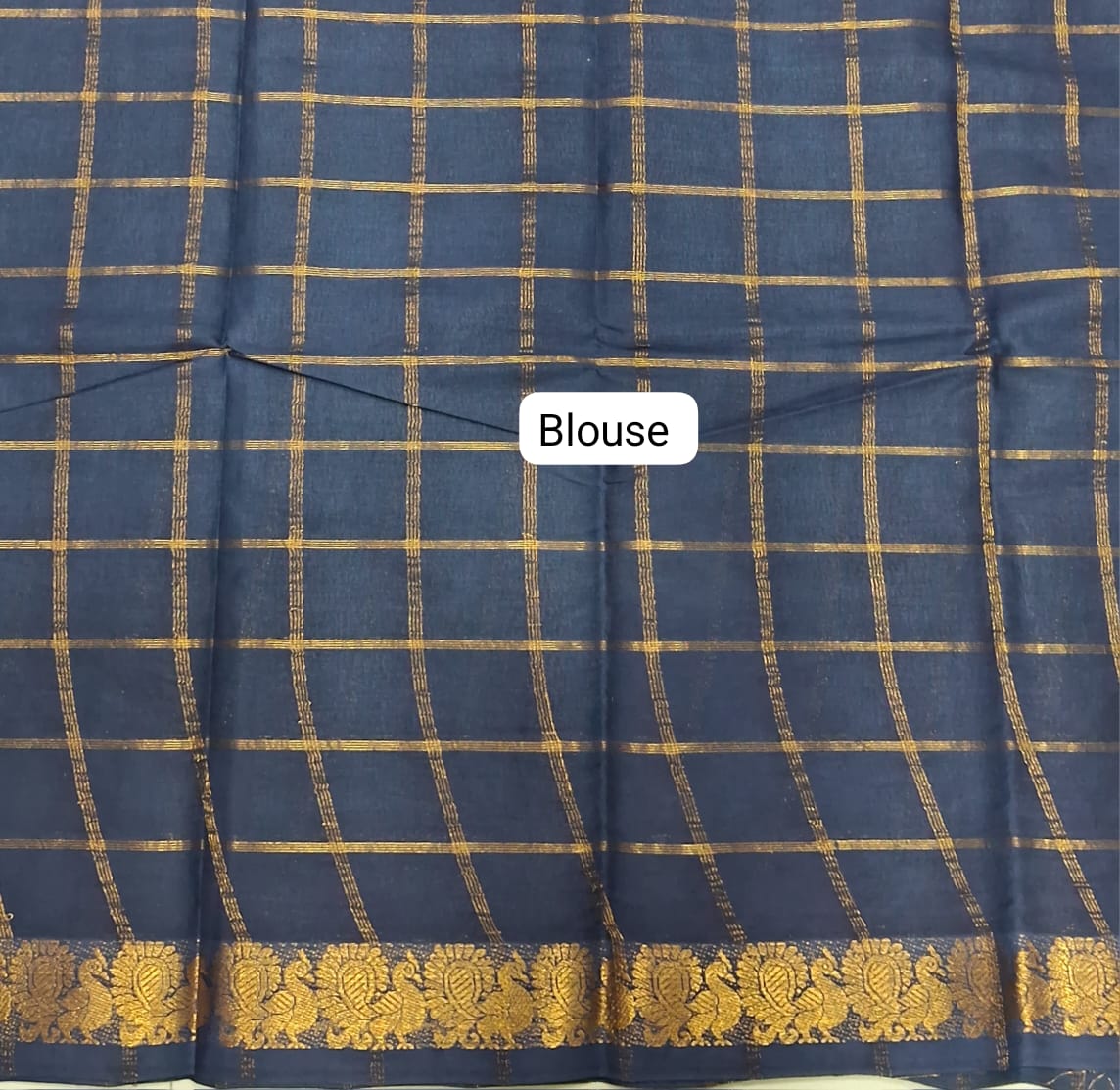Aqua Blue Sungundi Cotton Saree blouse