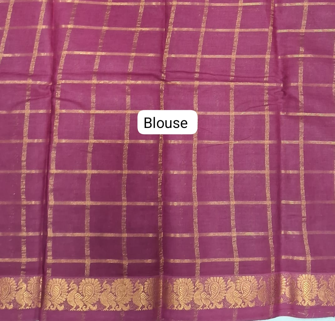 Teal Blue Sungundi Cotton Saree blouse