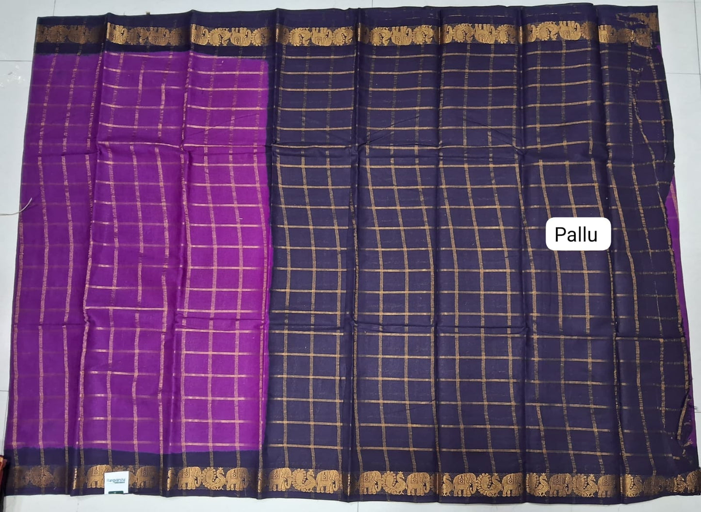 Purple Sungundi Cotton Saree pallu