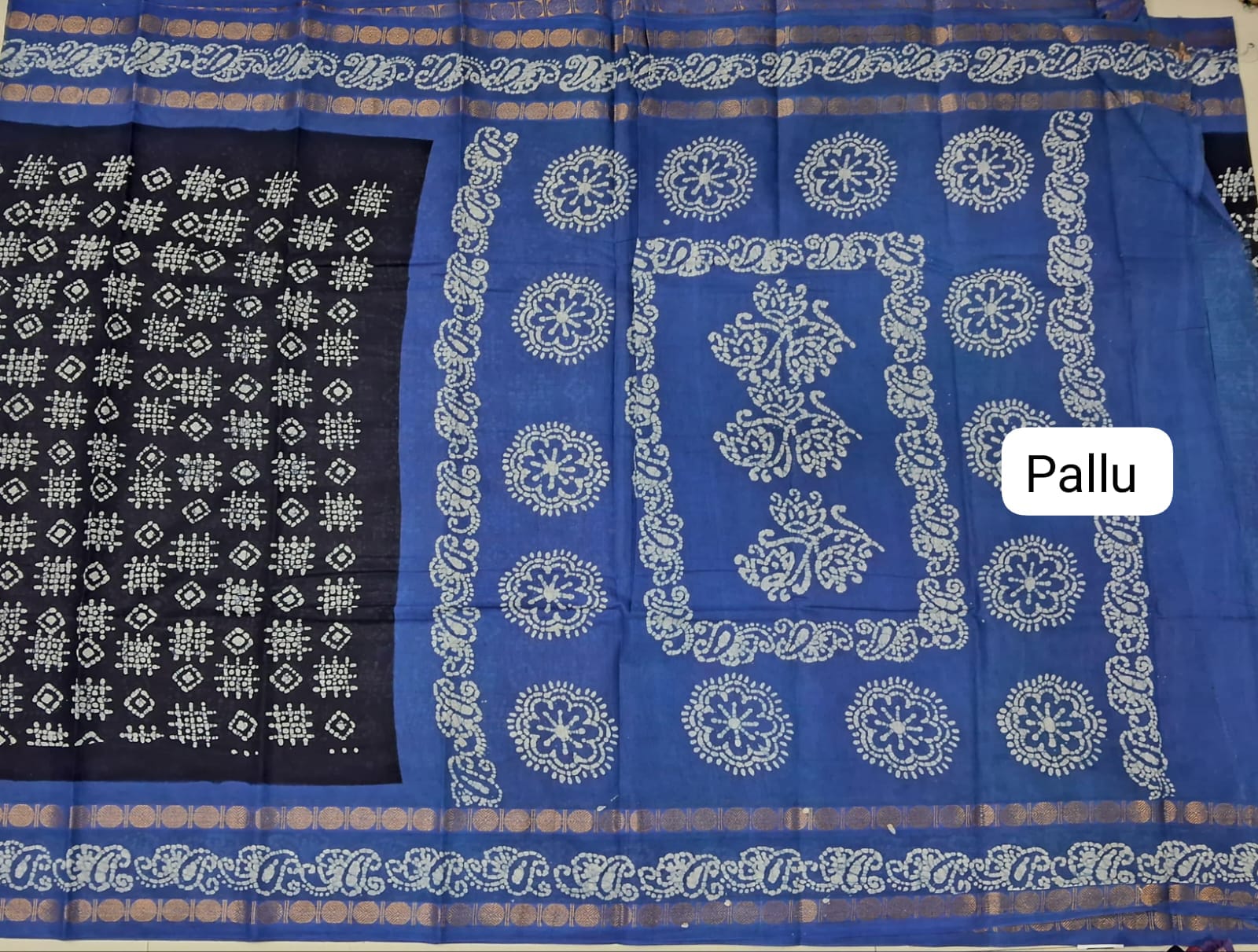 Black Sungudi Cotton Saree pallu