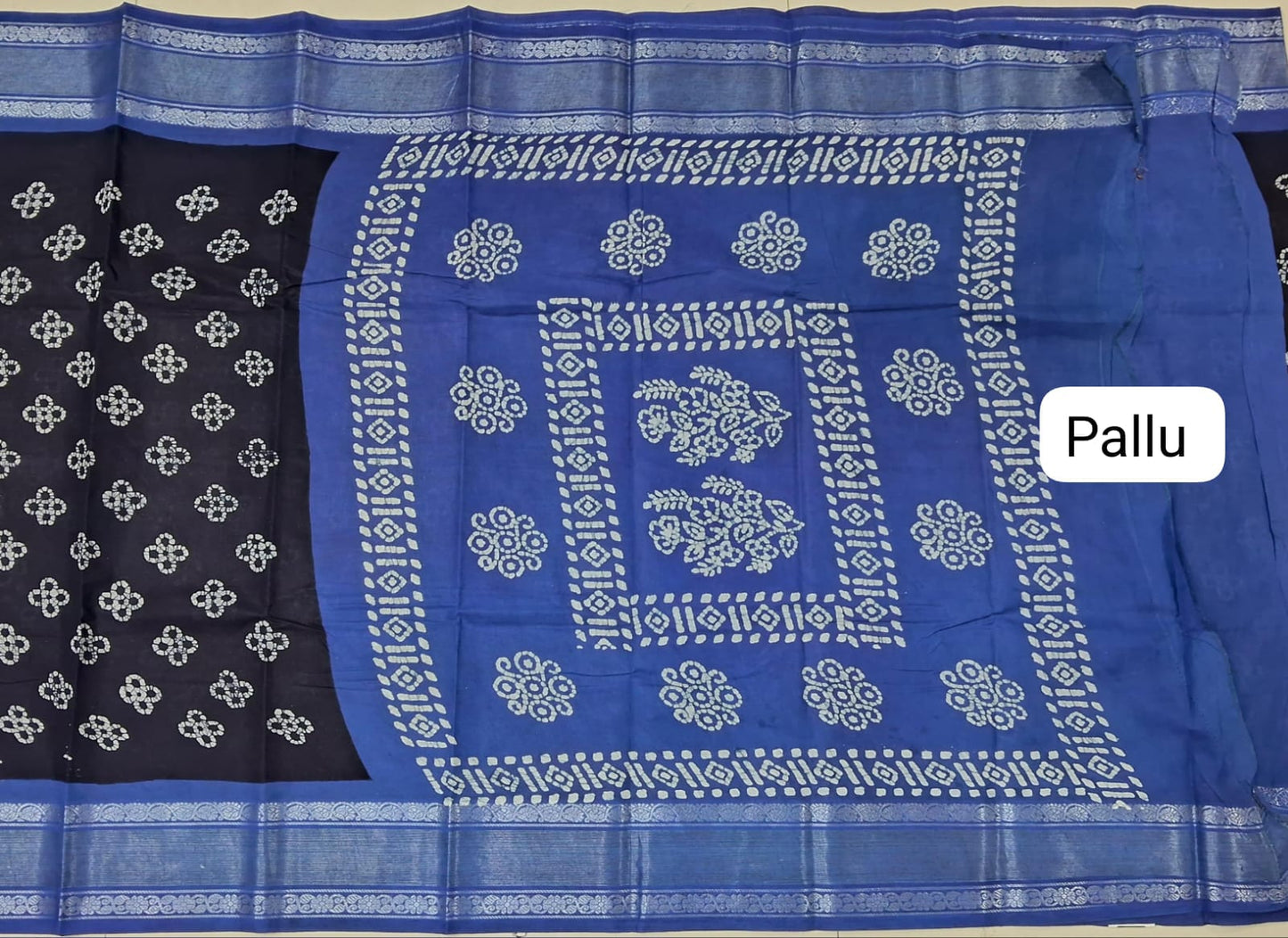 Black Sungundi Cotton Saree pallu