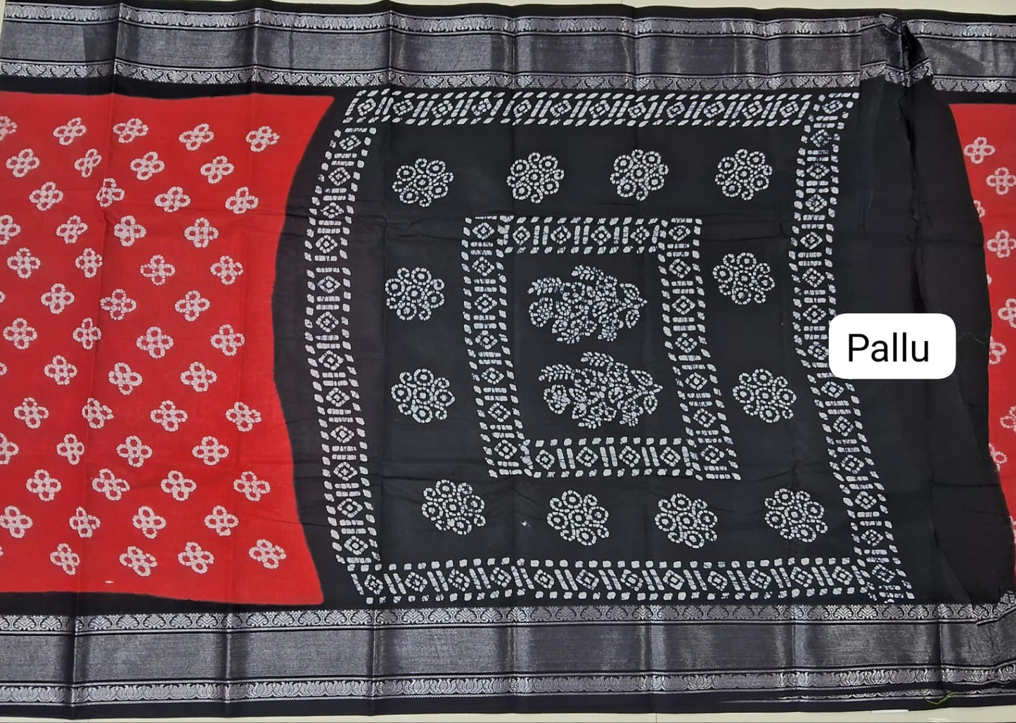 Red Sungudi Cotton Saree pallu
