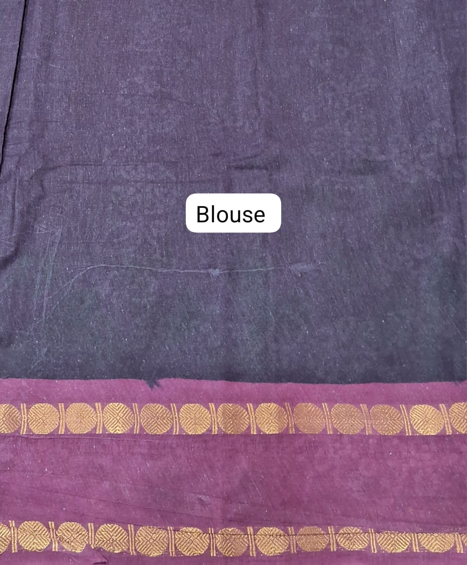 Walnut Brown Sungudi Cotton Saree Blouse