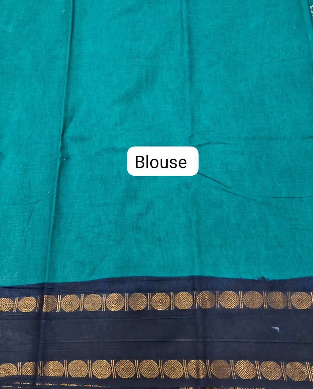 Marine Blue Sungudi Cotton Saree Blouse