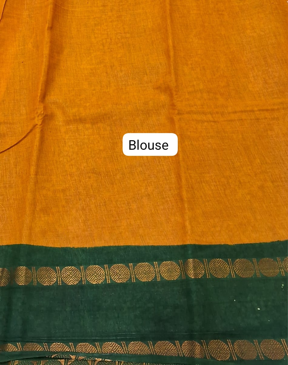 Mango Yellow Sungudi Cotton Saree Blouse