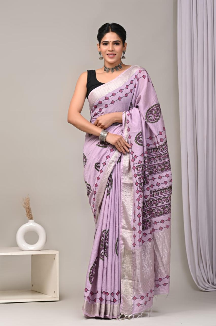 Lavender Maheshwari Saree