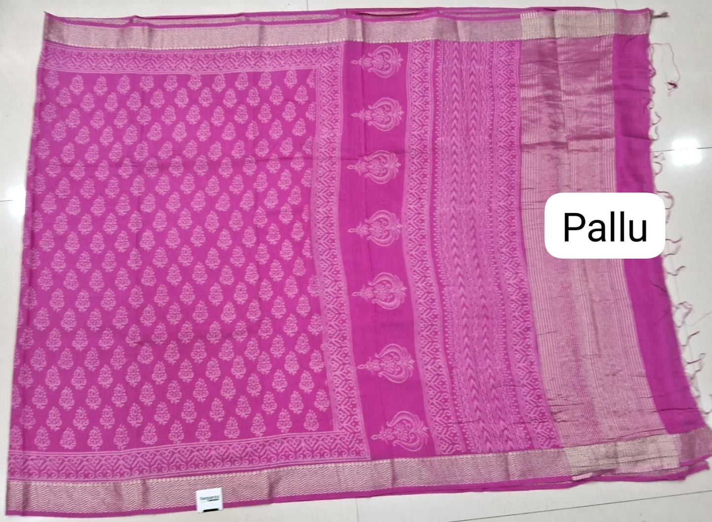 Pink Maheshwari Cotton Saree pallu