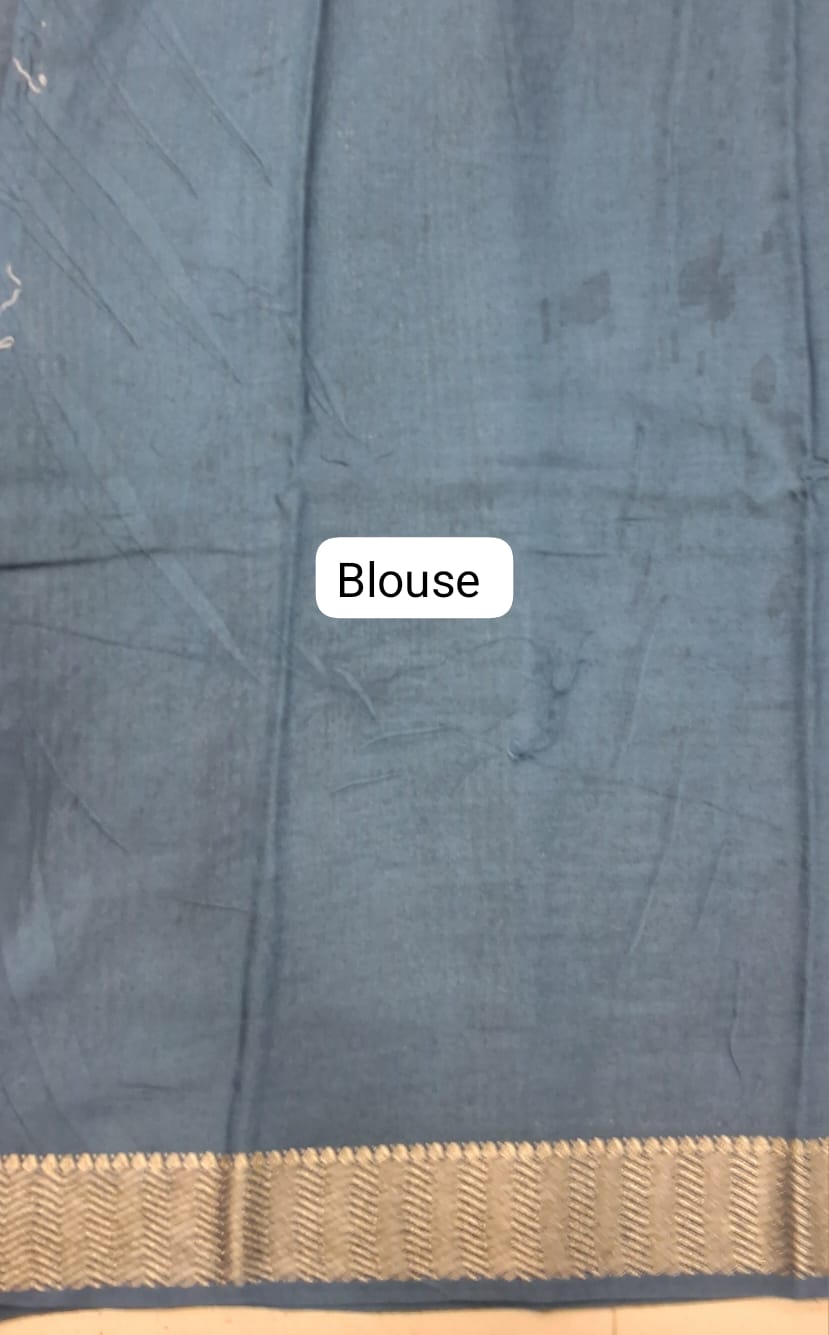 Blue Maheshwari Cotton Saree blouse