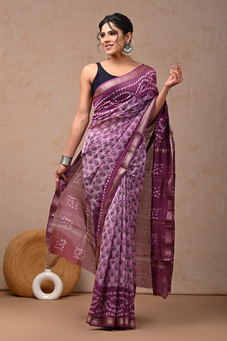 Onion Pink Maheswari Silk Cotton Saree