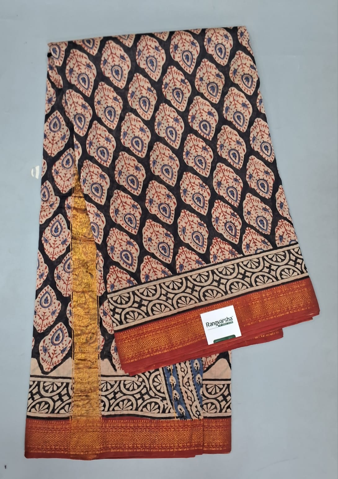 Black Maheshwari Silk Cotton Saree