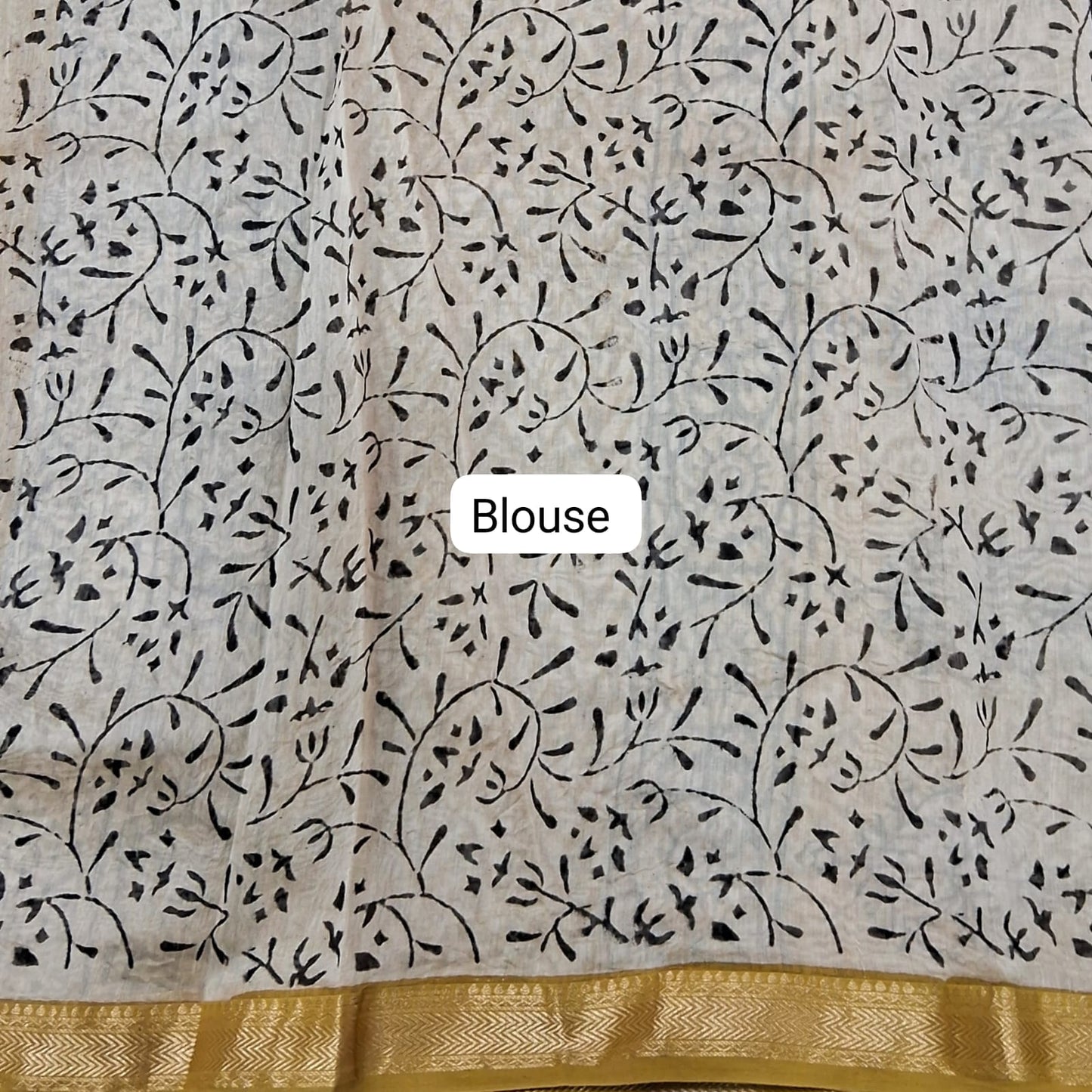 Black Maheshwari Silk Cotton Saree Blouse