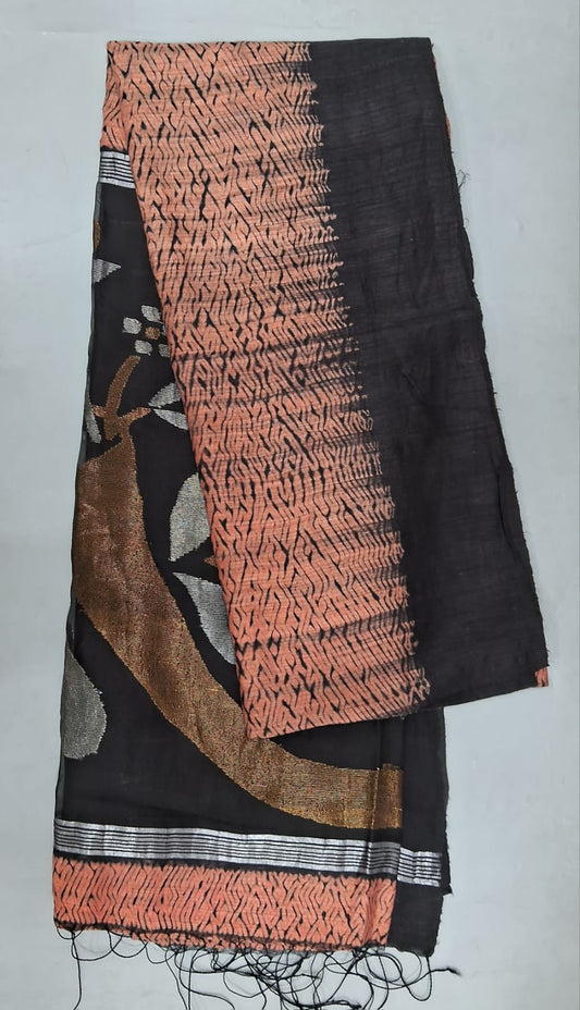 Peach Pure Matka Silk Saree