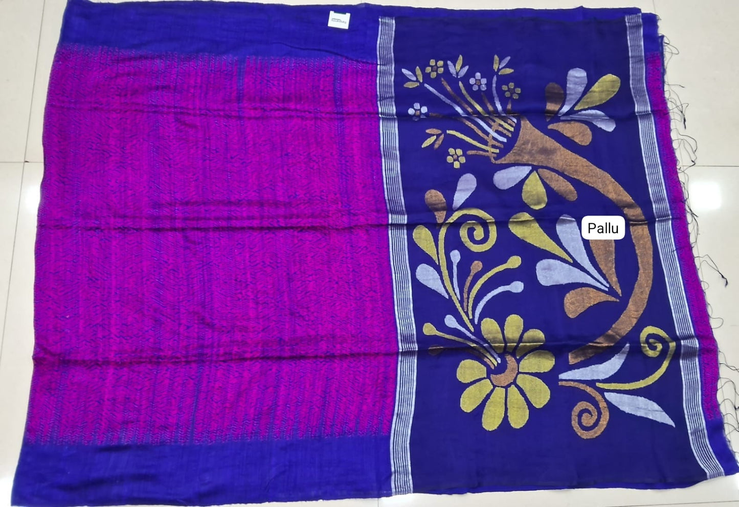 Rani Pink Pure Matka Silk Saree pallu