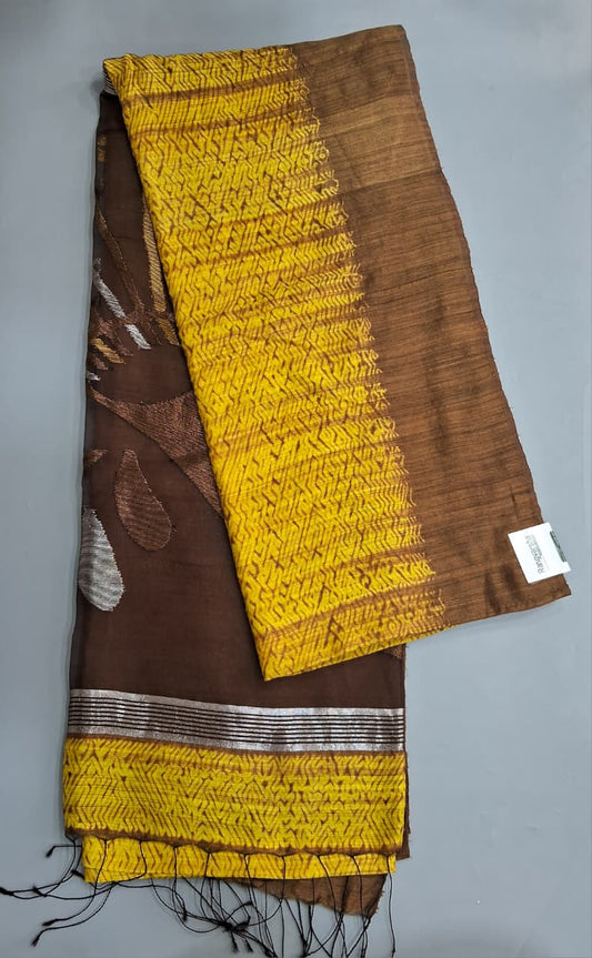 Mango Yellow Pure Matka Silk Saree