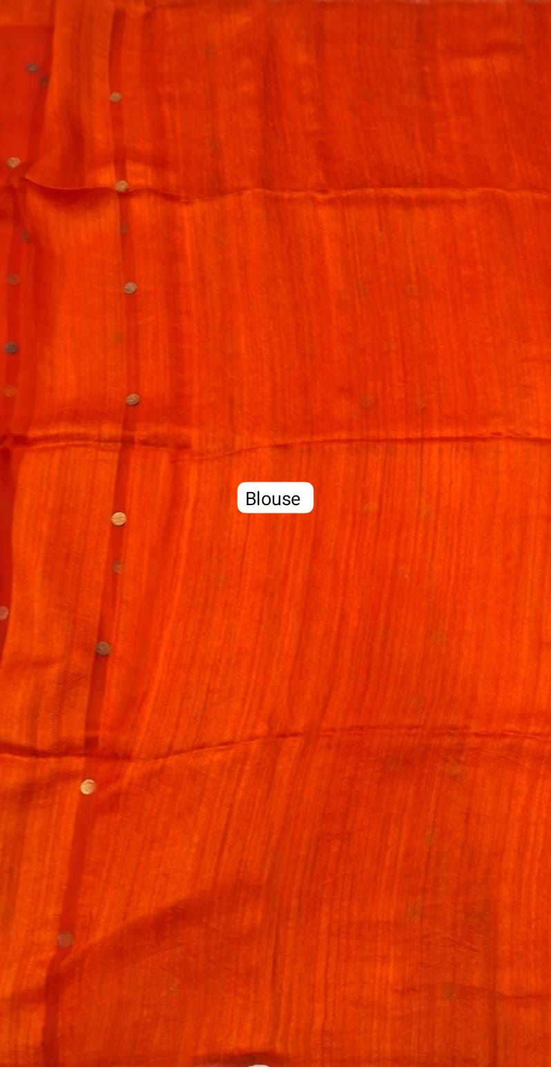 Orange Pure Matka Silk Saree Blouse